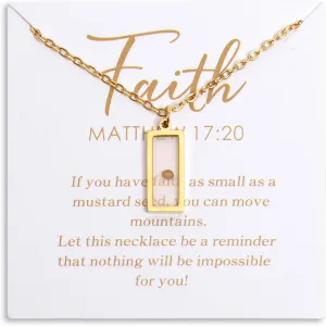 Christian Gifts Mustard Seed Necklace for Women,Move Mountains Shell Necklaces Christian Faith Jewelry for Women