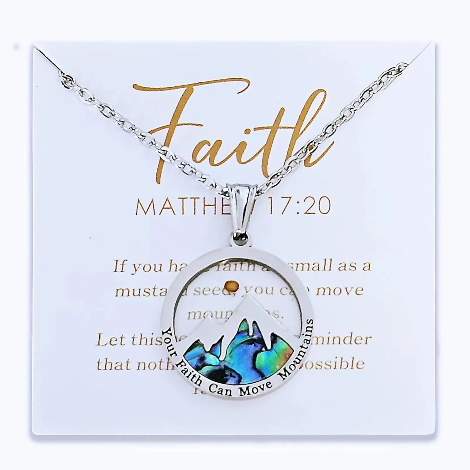 Christian Gifts Mustard Seed Necklace for Women,Move Mountains Shell Necklaces Christian Faith Jewelry for Women