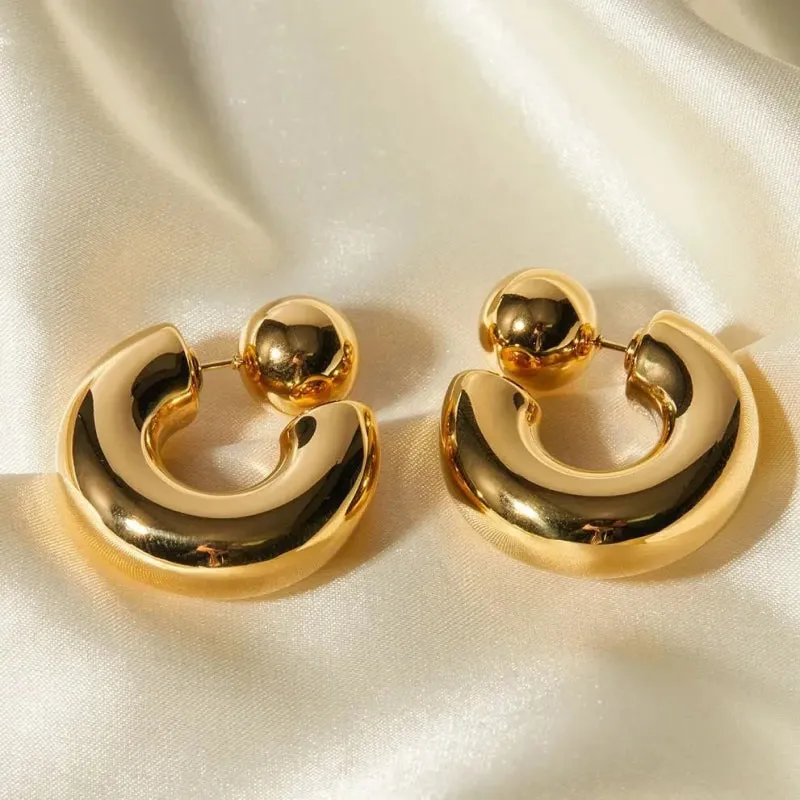 Chunky Geometric C-Shaped Earrings