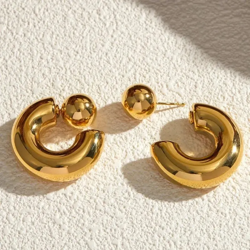 Chunky Geometric C-Shaped Earrings