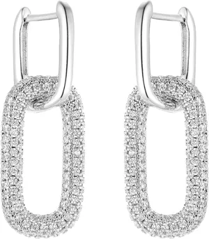Chunky Gold Geometric Drop Dangle Earrings for Women 14K Gold Plated Paperclip Hoop Earrings Sterling Silver Post Jewelry Gift