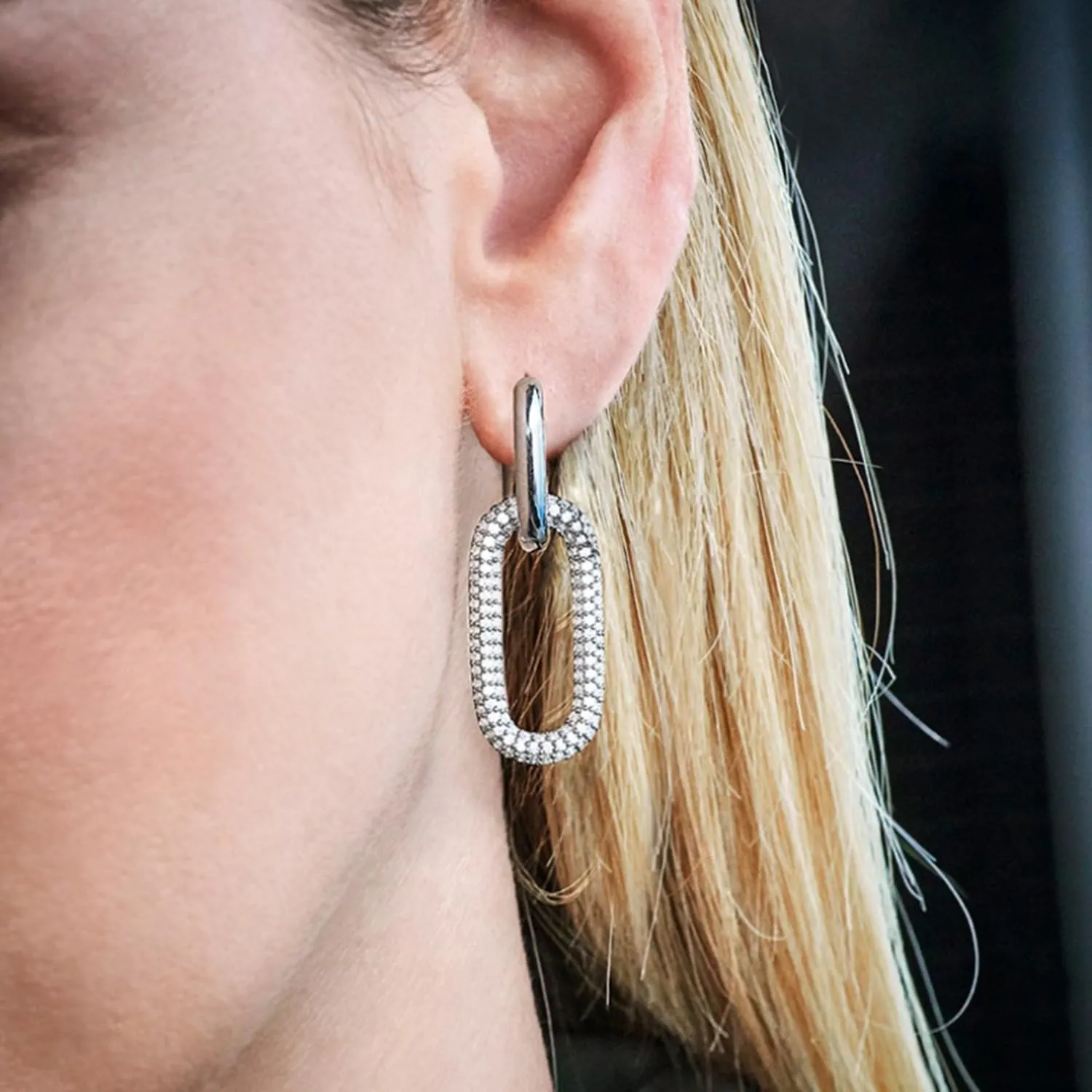 Chunky Gold Geometric Drop Dangle Earrings for Women 14K Gold Plated Paperclip Hoop Earrings Sterling Silver Post Jewelry Gift