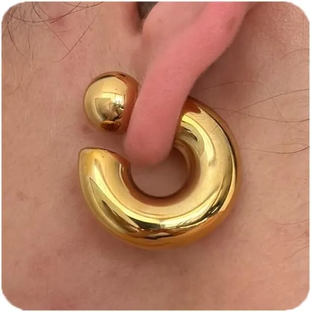 Chunky Gold Hoops Earrings Non Tarnish Hypoallergenic Fashion Earrings for Women Trendy Gifts for Women Birthday Unique Chunky Gold Jewelry