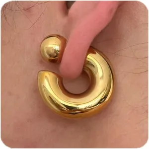 Chunky Gold Hoops Earrings Non Tarnish Hypoallergenic Fashion Earrings for Women Trendy Gifts for Women Birthday Unique Chunky Gold Jewelry