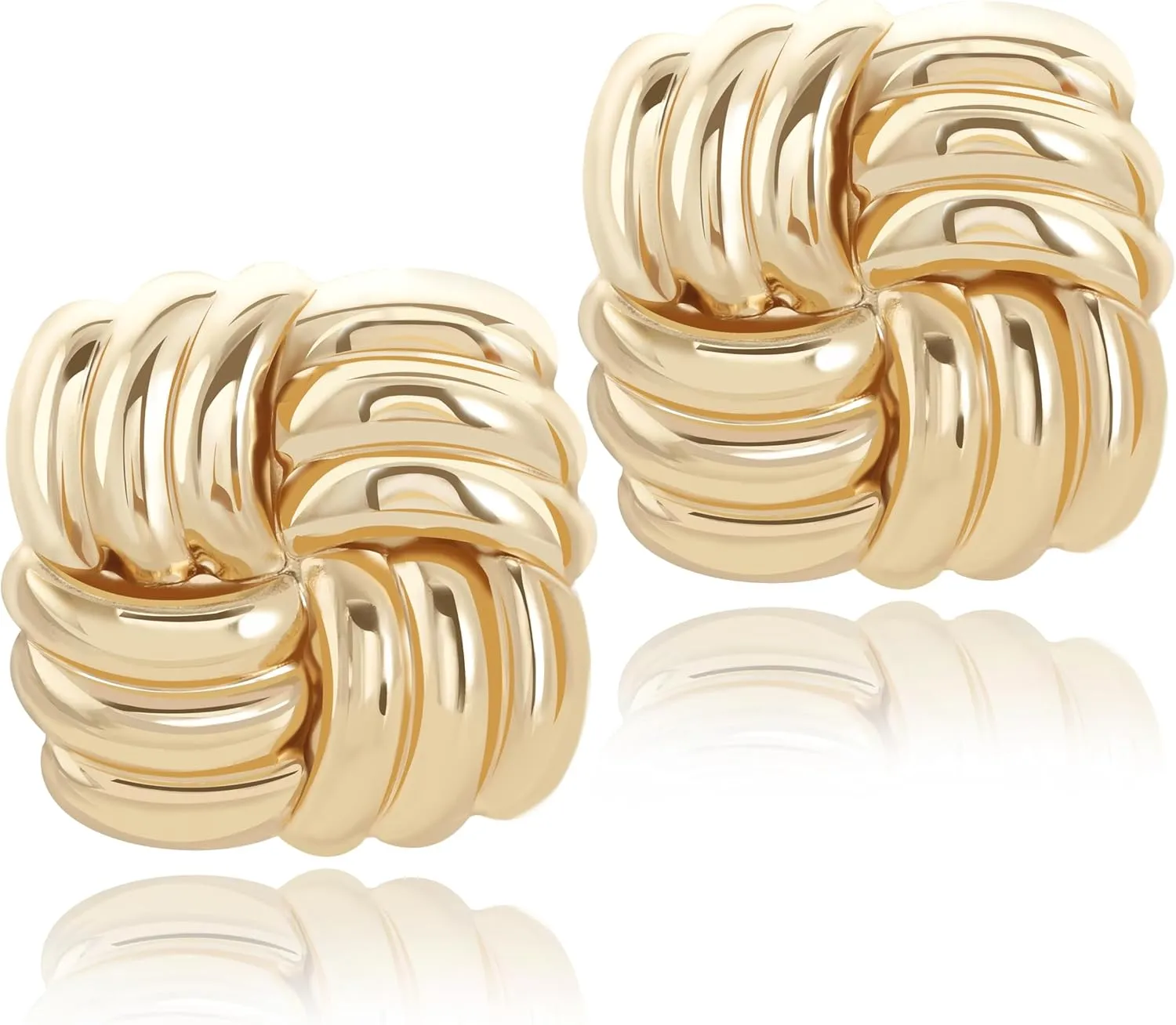 Chunky Gold Studs Earrings for Women- 14K Gold Plated Stainless Steel Heaven Mayhem Earrings Square Geometric Statement Dupes for Women