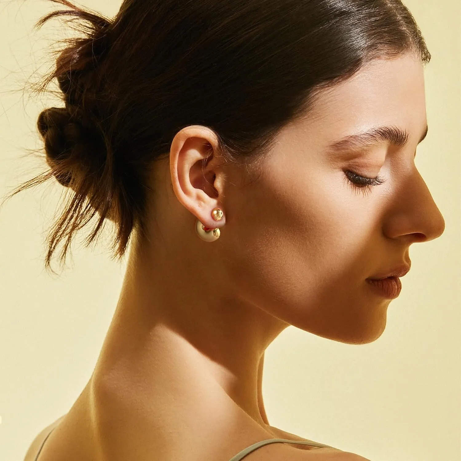Chunky Thick Teardrop Earrings for Women Gold Hoop Earrings Cut Polished Droplet Earrings