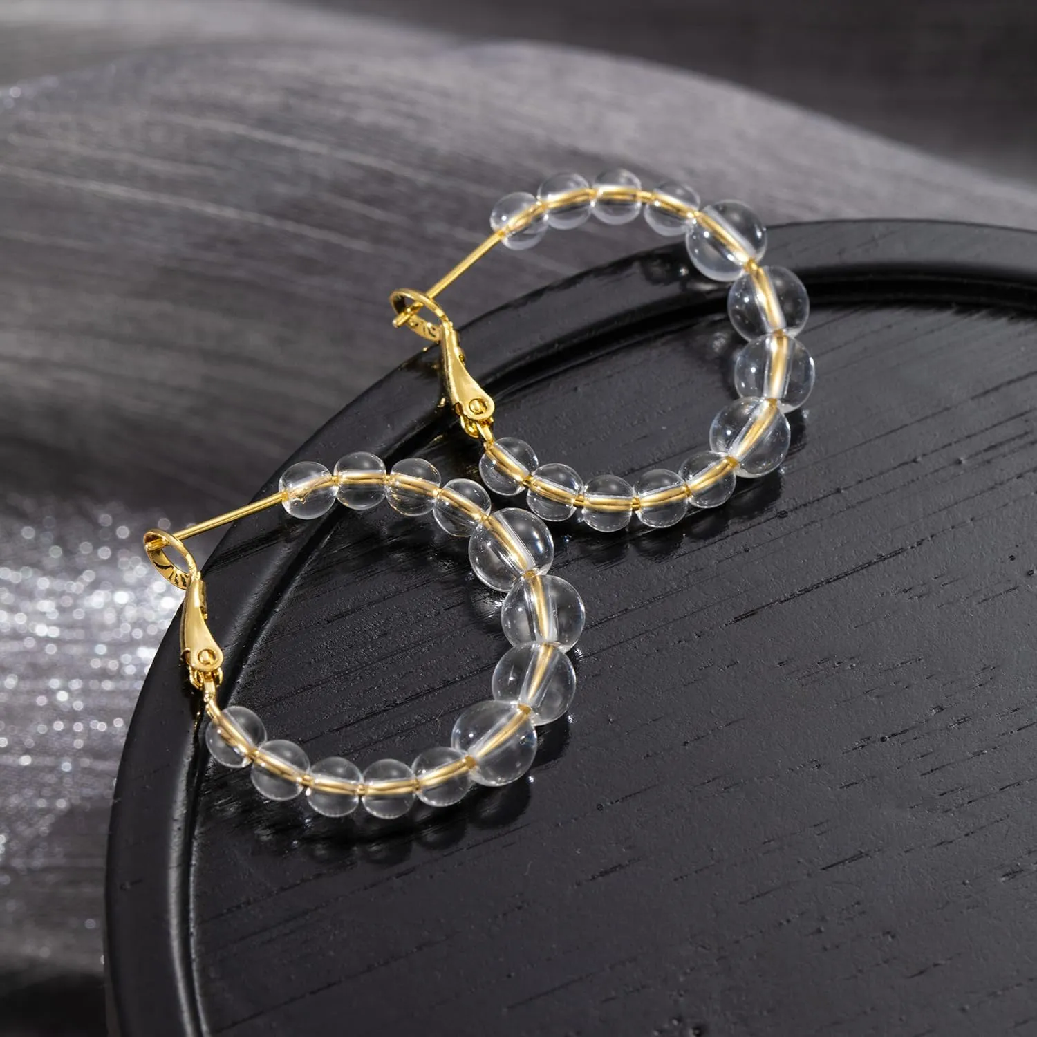 Clear Earrings for Women Tassel Threader Dangle Earrings Long Earrings Glass Earrings Heart Dangle Huggie Earrings Clear Hoop Earrings Prom Trendy Gifts