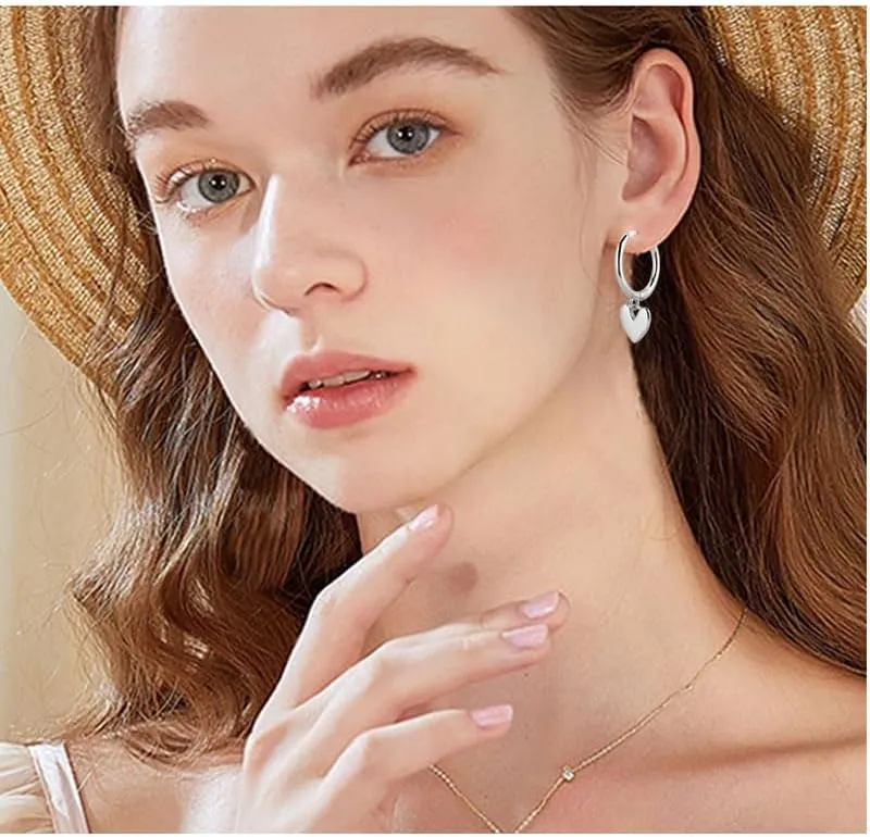 coadipress 14K Gold Plated Heart Hoop Earrings for Women Small Huggie Hoop with Cute Heart Tiny Earring Minimalist Jewelry