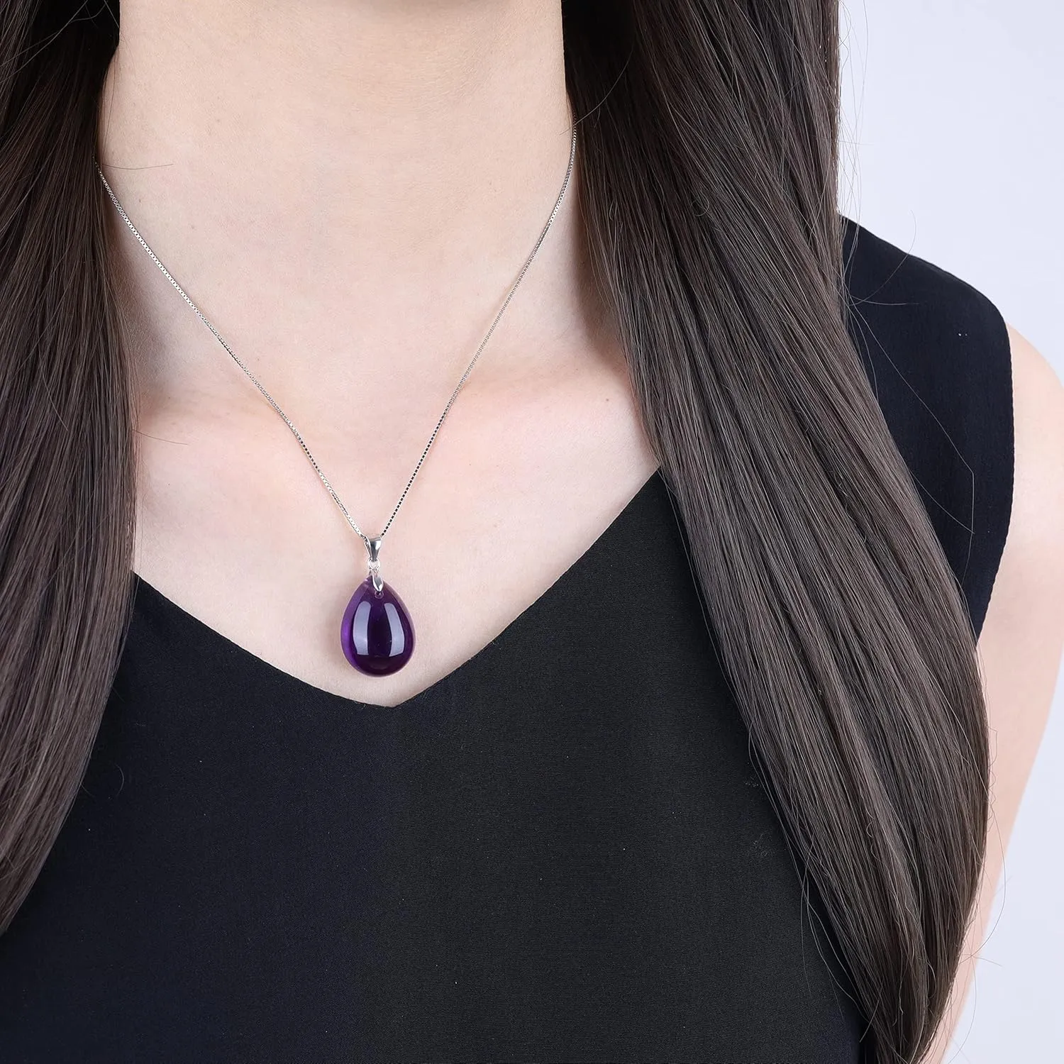 COAI 925 Sterling Silver Teardrop Crystal Necklace for Women, Teardrop Pendant for Women
