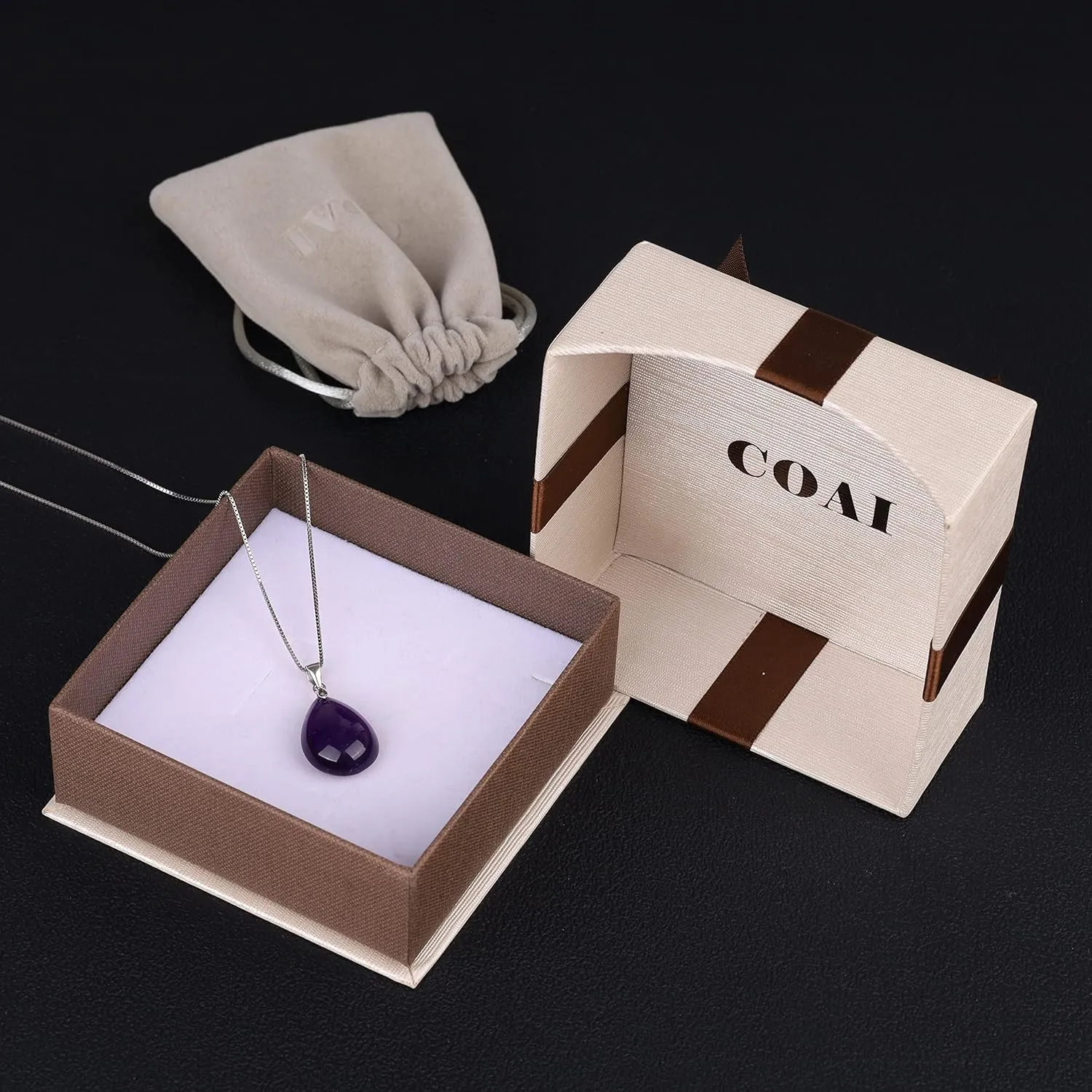 COAI 925 Sterling Silver Teardrop Crystal Necklace for Women, Teardrop Pendant for Women