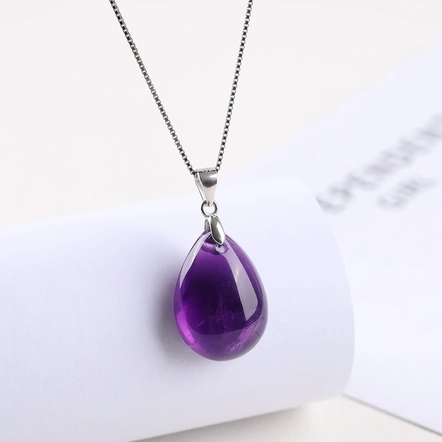 COAI 925 Sterling Silver Teardrop Crystal Necklace for Women, Teardrop Pendant for Women