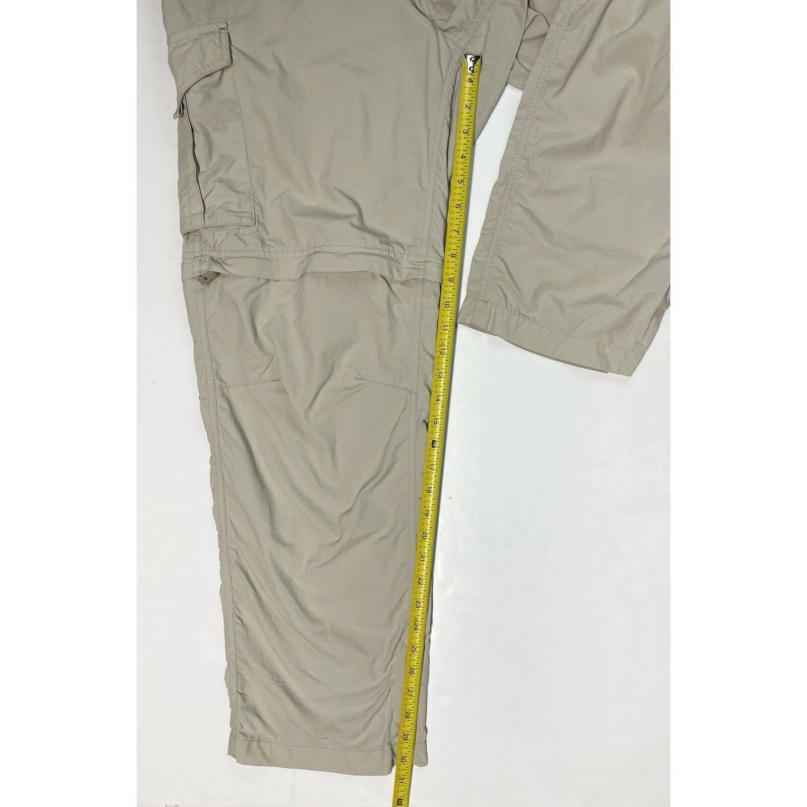 Columbia Cargo Convertible Hiking Pants Sz 40 Mens Beige Zip Off Shorts *Flaws