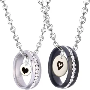 Couples Necklace Stainless Steel couples Necklace for Women Men King & Queen Relationship K & Q Matching Necklaces Puzzle Pendant