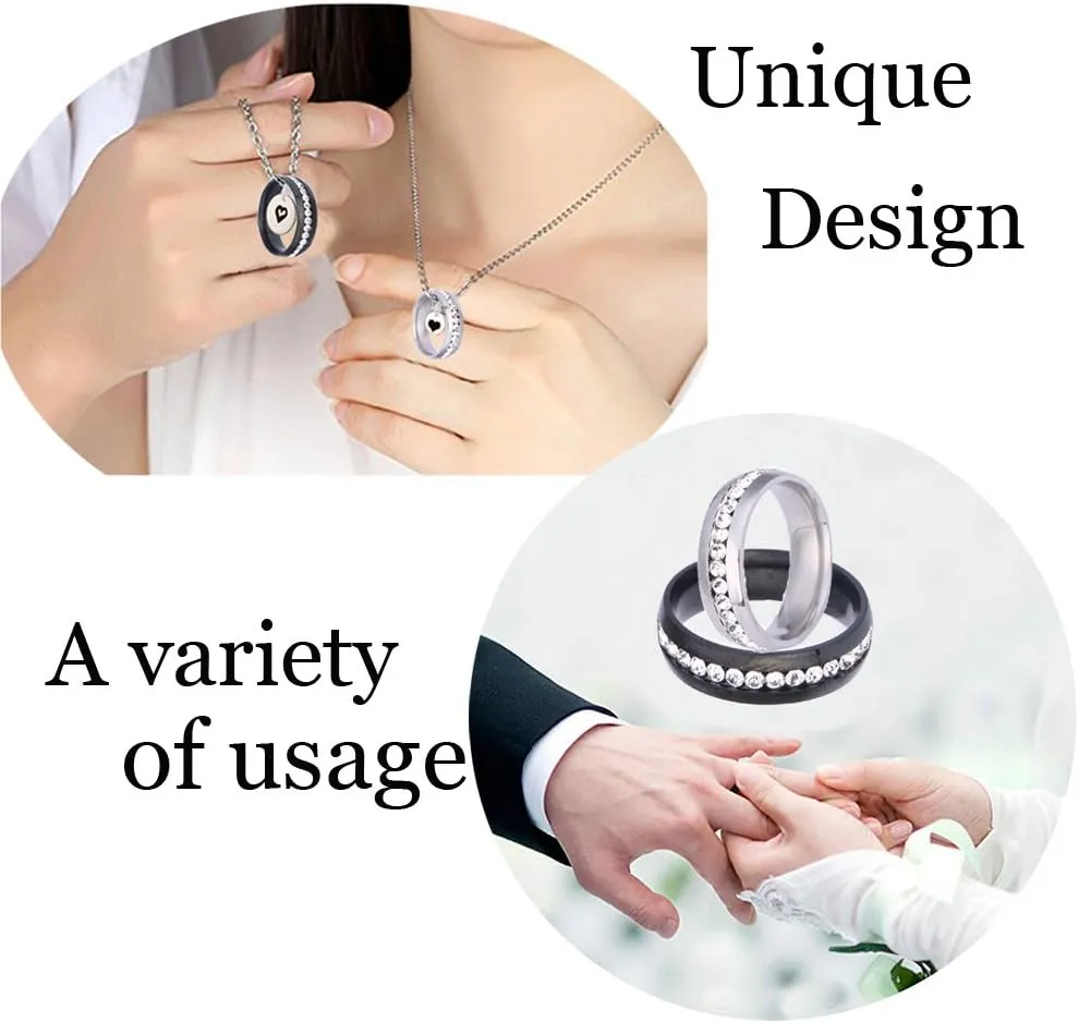 Couples Necklace Stainless Steel couples Necklace for Women Men King & Queen Relationship K & Q Matching Necklaces Puzzle Pendant
