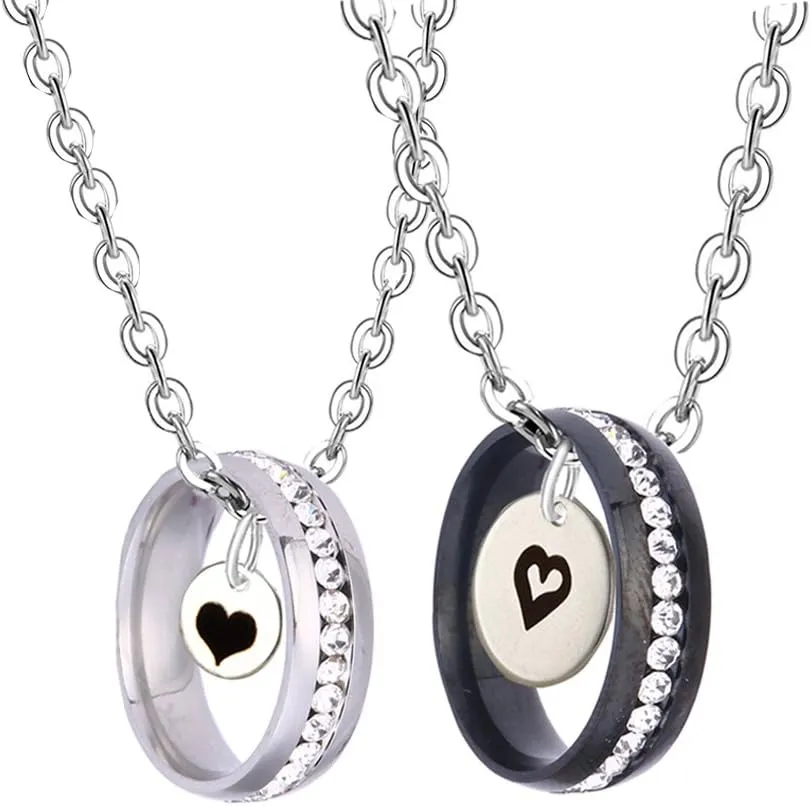 Couples Necklace Stainless Steel couples Necklace for Women Men King & Queen Relationship K & Q Matching Necklaces Puzzle Pendant