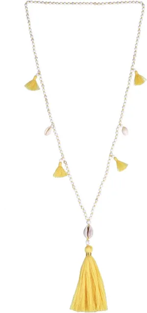 CQUAN CHI Cute Tassel Necklace White Turquoise Necklace Bohemian cowry shell Necklaces for Women - Yellow