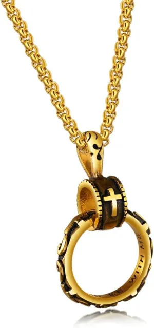 Cross Eternal Ring Pendant Necklace Stainless Steel Pendant Necklace for Men Women Best Friend Necklaces