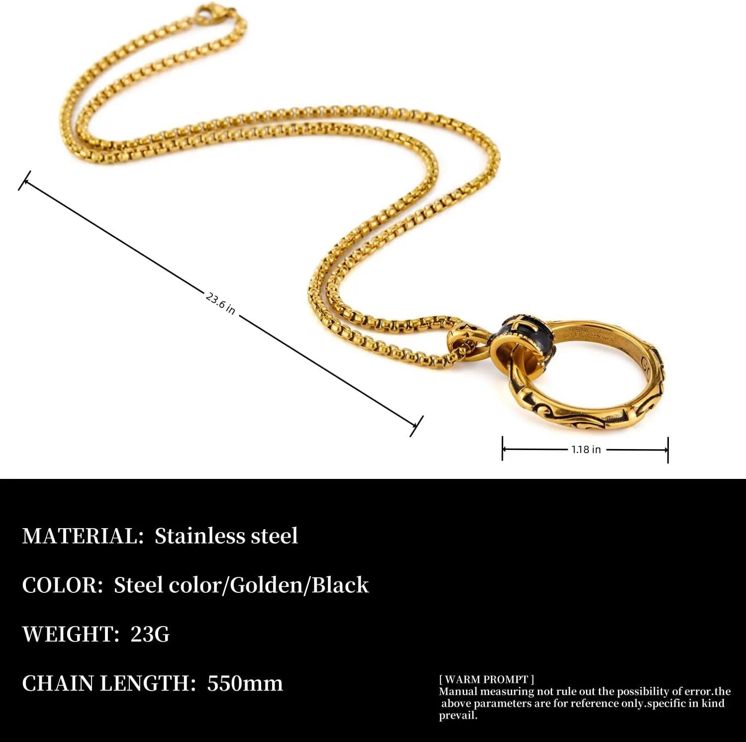 Cross Eternal Ring Pendant Necklace Stainless Steel Pendant Necklace for Men Women Best Friend Necklaces