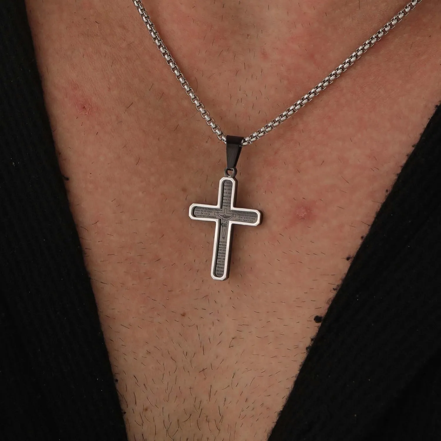 Cross Necklace for Men 18K Gold Plated Cross Pendant Necklace Stainless Steel Bible Verse Chain Faith Jewelry