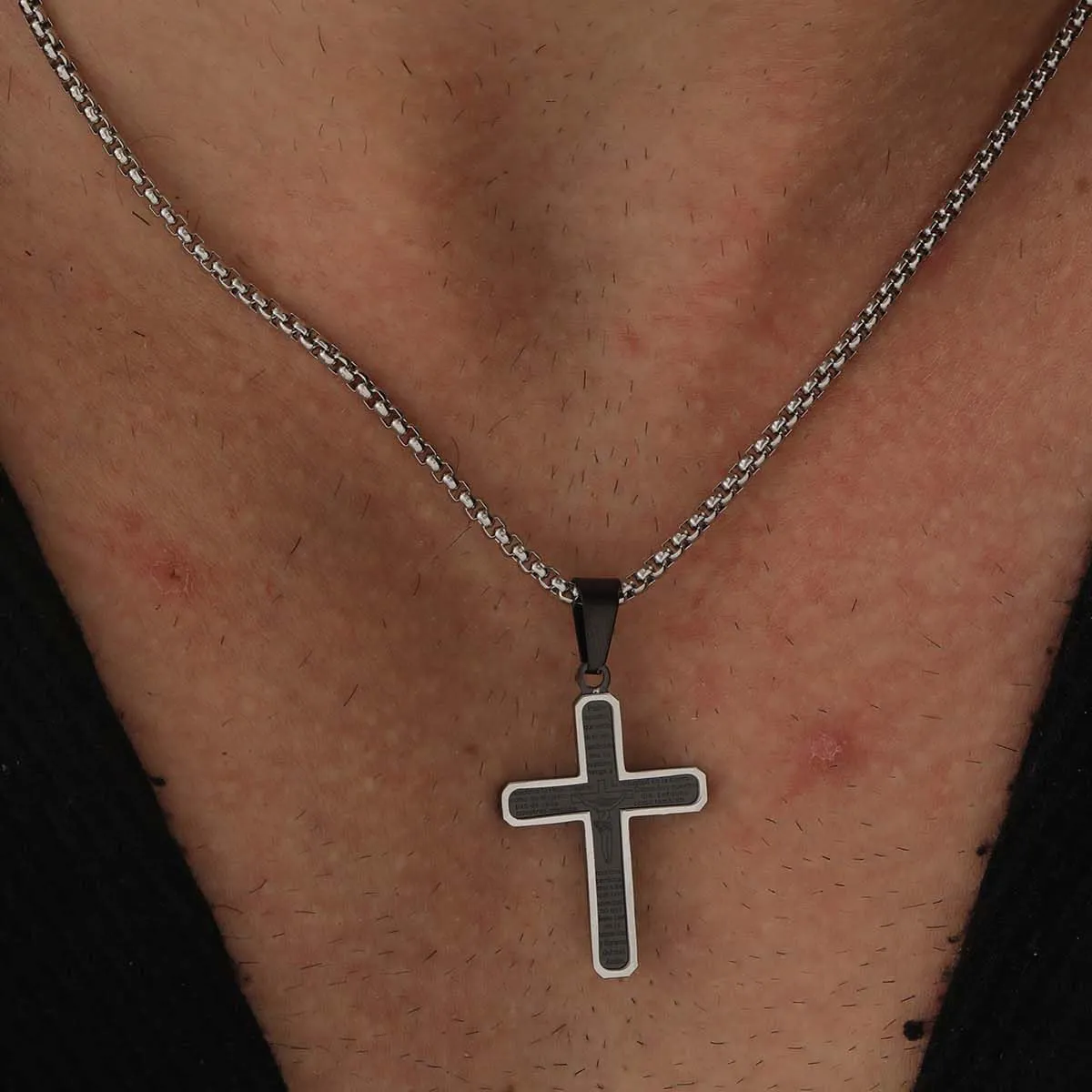 Cross Necklace for Men 18K Gold Plated Cross Pendant Necklace Stainless Steel Bible Verse Chain Faith Jewelry