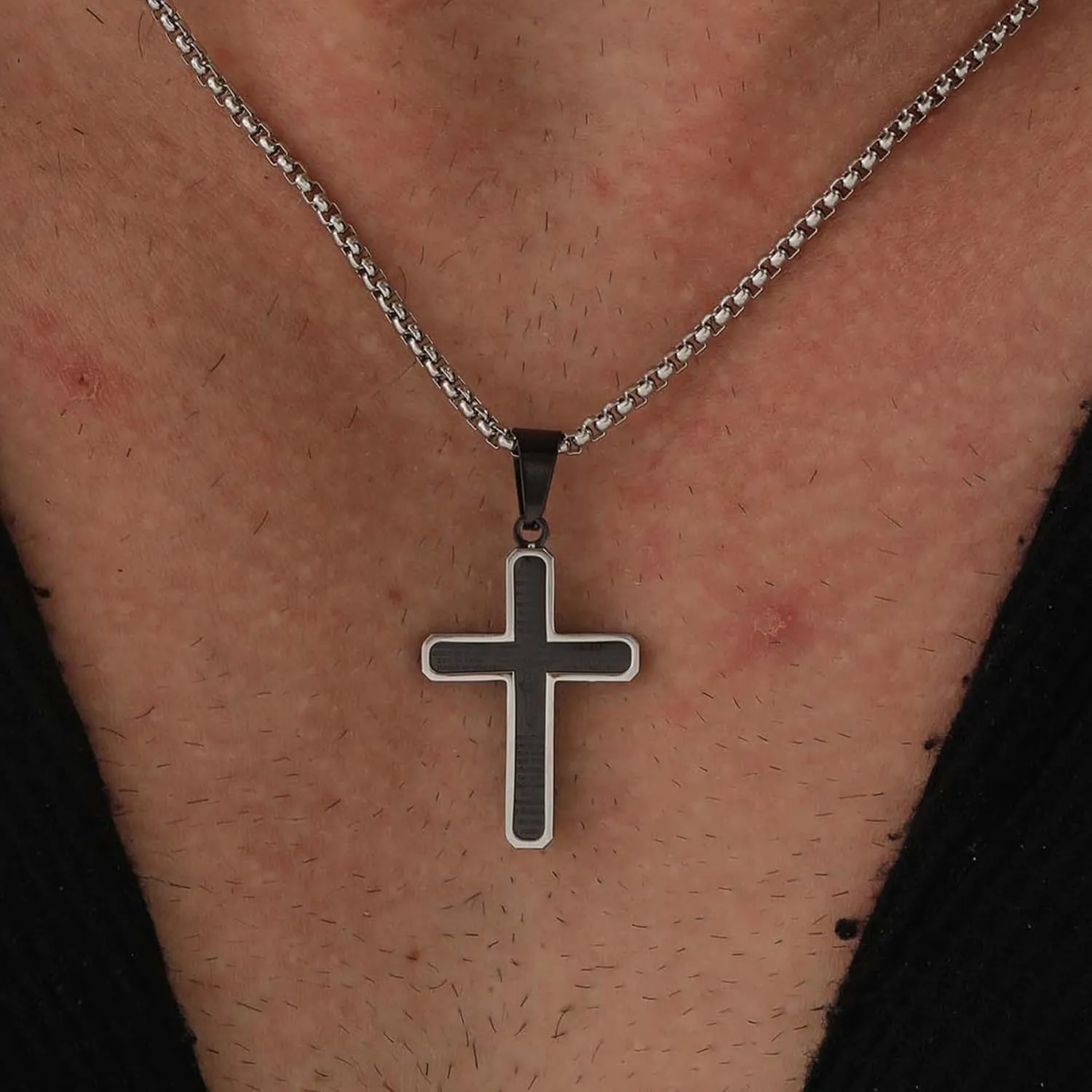 Cross Necklace for Men 18K Gold Plated Cross Pendant Necklace Stainless Steel Bible Verse Chain Faith Jewelry