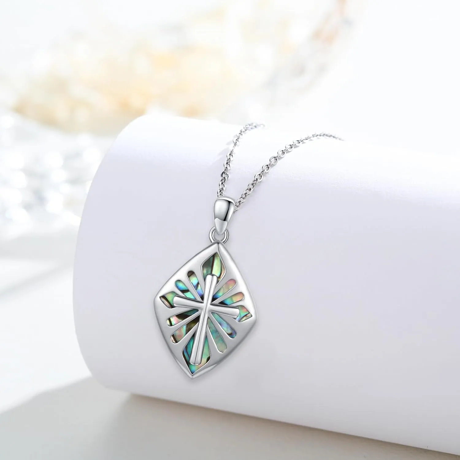 Cross Necklace for Women Men 925 Sterling Silver Abalone Shell/Malachite/Turquoise Cross Pendant Necklaces Religious Jewelry Birthday Graduation Gifts