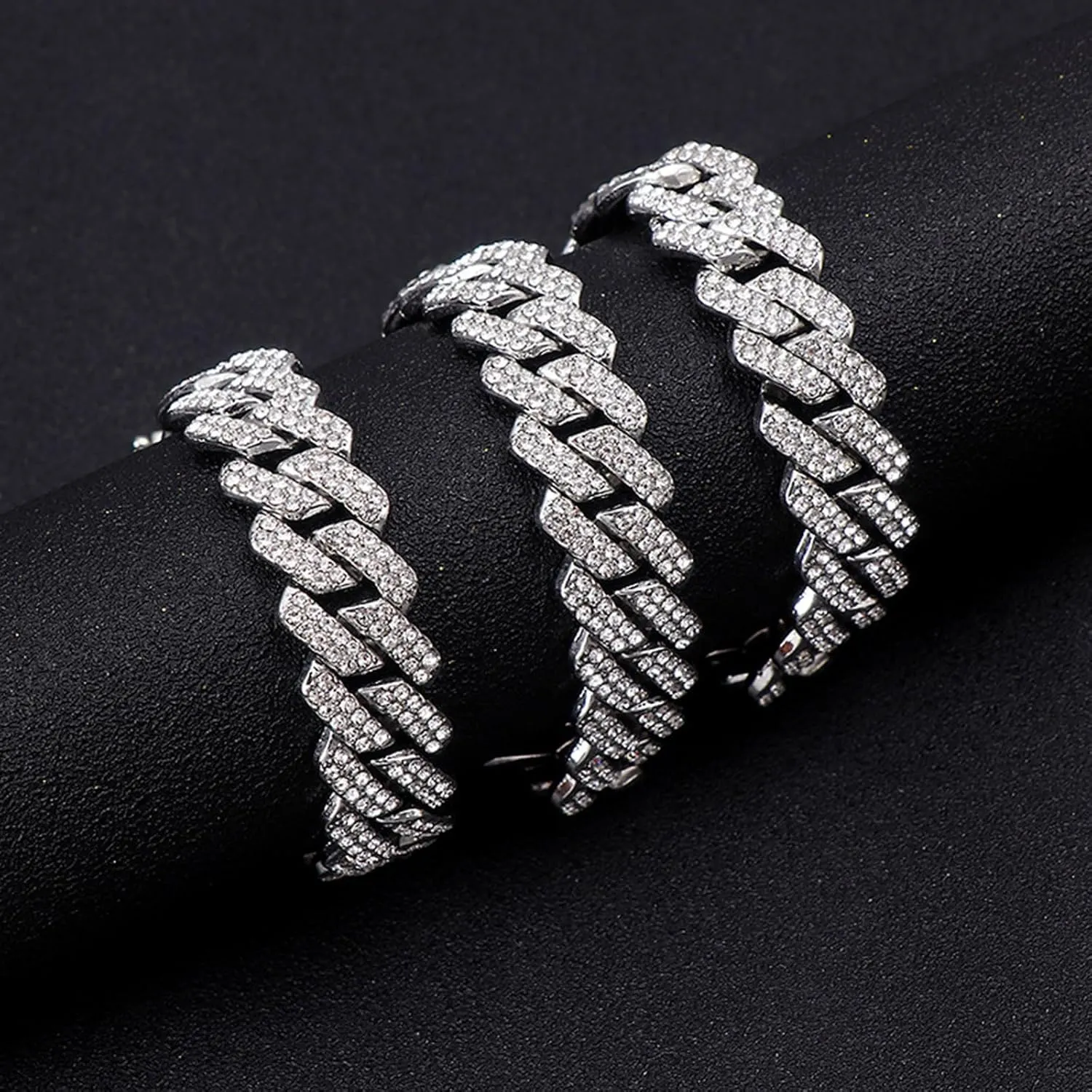 Cuban Chain Necklaces, Iced Out Miami Bling Diamond Hip Hop Jewelry Silver/Gold Link for Men Women