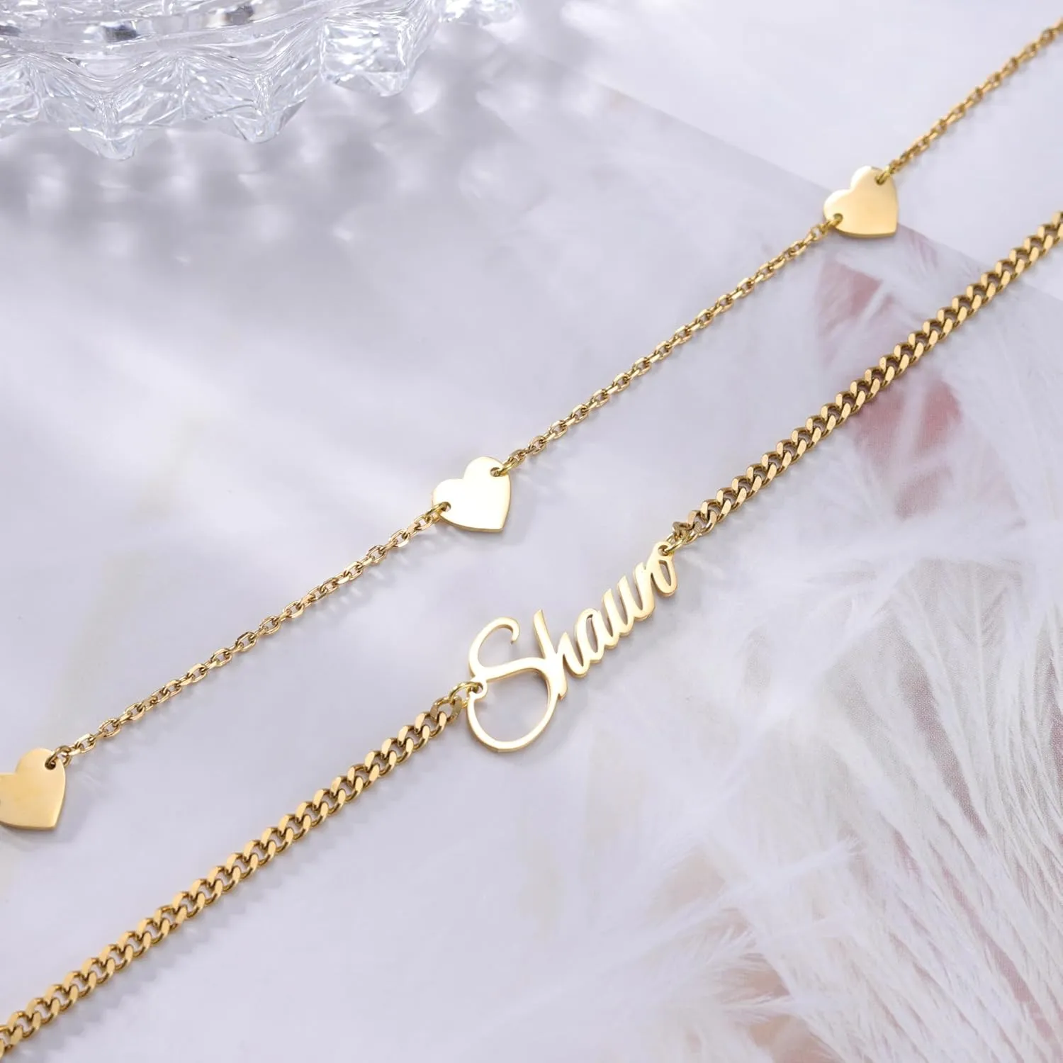 Custom Bracelet with Name 18K Gold Plated Personalized Name Ankle Bracelet Adjustable, Customized Beach Jewelry Gifts for Women Girlfriend