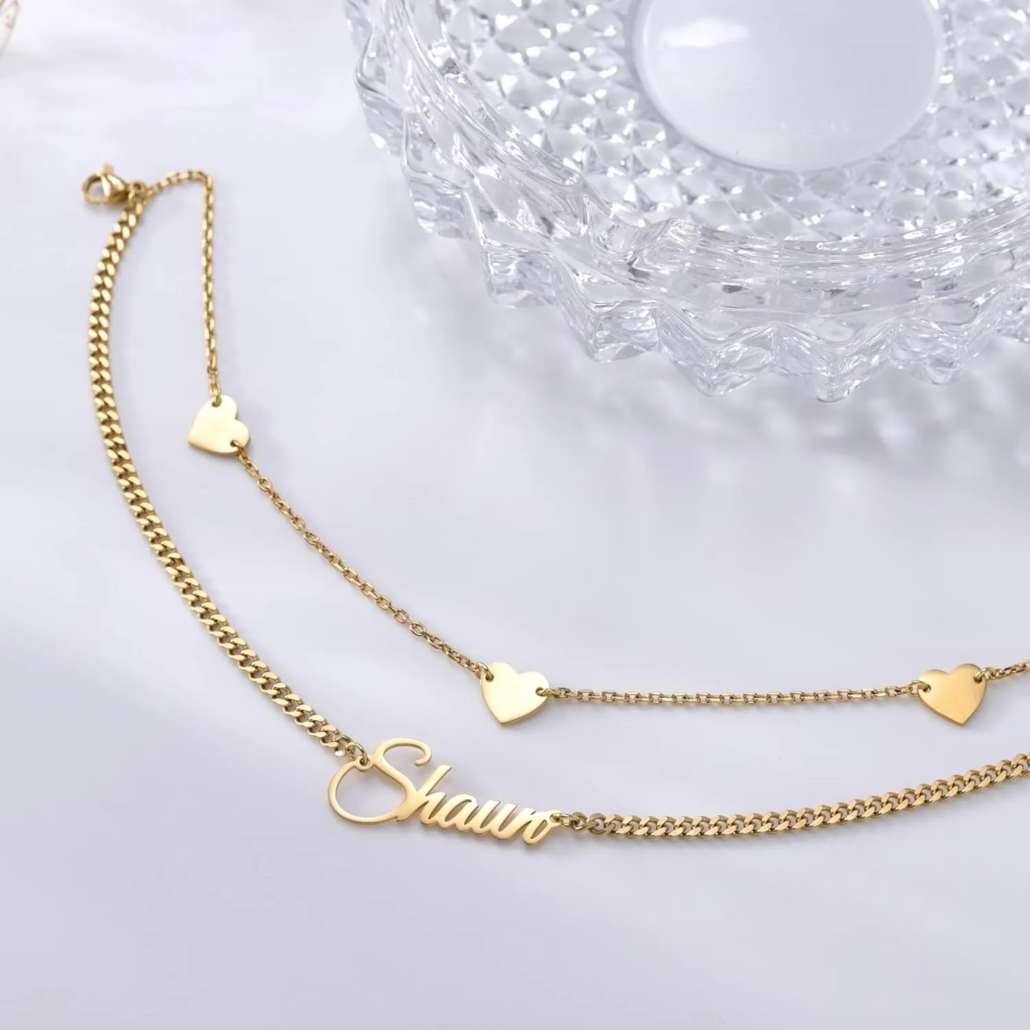 Custom Bracelet with Name 18K Gold Plated Personalized Name Ankle Bracelet Adjustable, Customized Beach Jewelry Gifts for Women Girlfriend