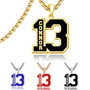 Custom Football Number Necklaces for Boys, 18K Gold Plated Handmade Mens Baseball Necklace Athletes Jersey Number Necklace Personalized Football Team Gifts for Players