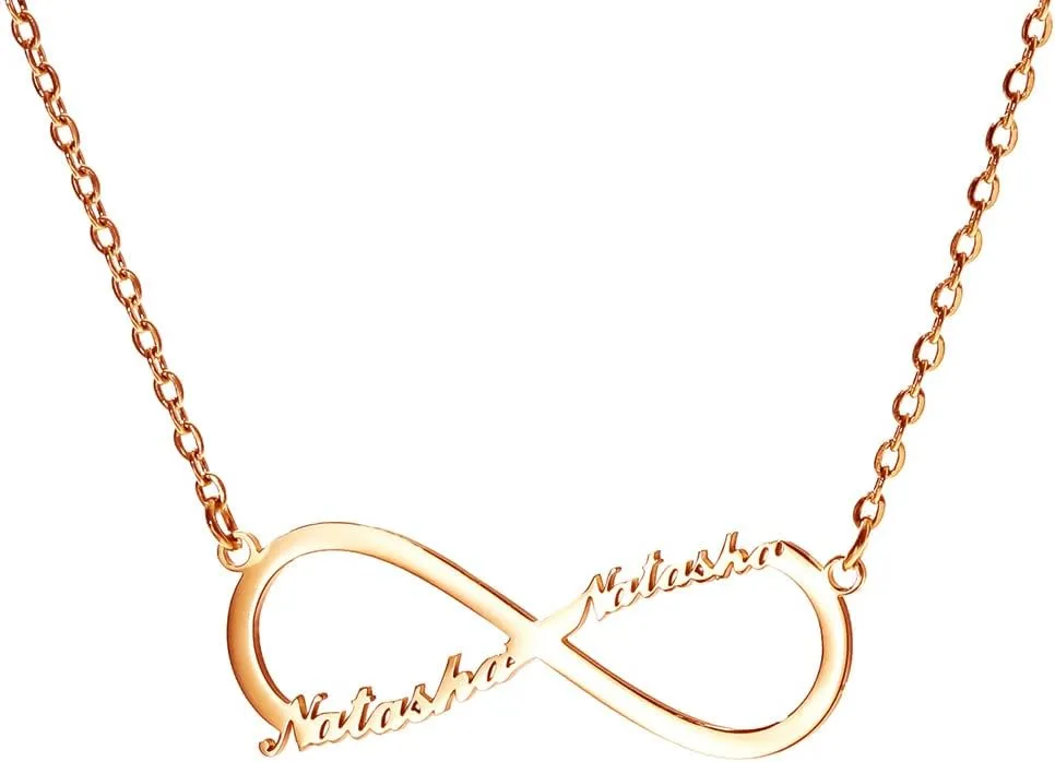 Custom Name Infinity Necklace Stainless Steel Cable Chain Gold/Silver/Rose Gold Pendant Necklaces for Women Girl Teen