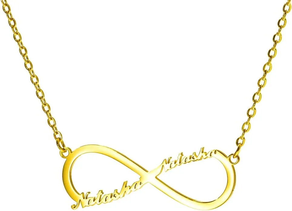 Custom Name Infinity Necklace Stainless Steel Cable Chain Gold/Silver/Rose Gold Pendant Necklaces for Women Girl Teen