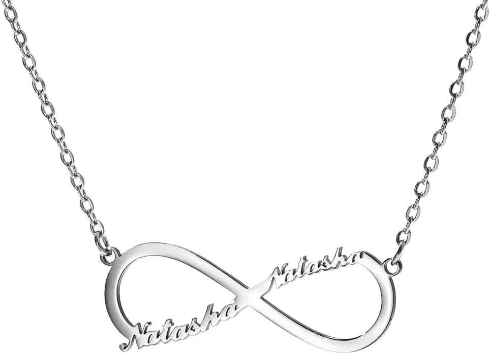 Custom Name Infinity Necklace Stainless Steel Cable Chain Gold/Silver/Rose Gold Pendant Necklaces for Women Girl Teen