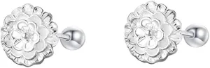 Cute Flower Sleeper Tiny Stud Earrings for Women Cartilage 925 Sterling Silver Floral Screw Back Ball Tragus Barbell Small Studs Earring Minimalist Hypoallergenic Jewelry Gifts Birthday