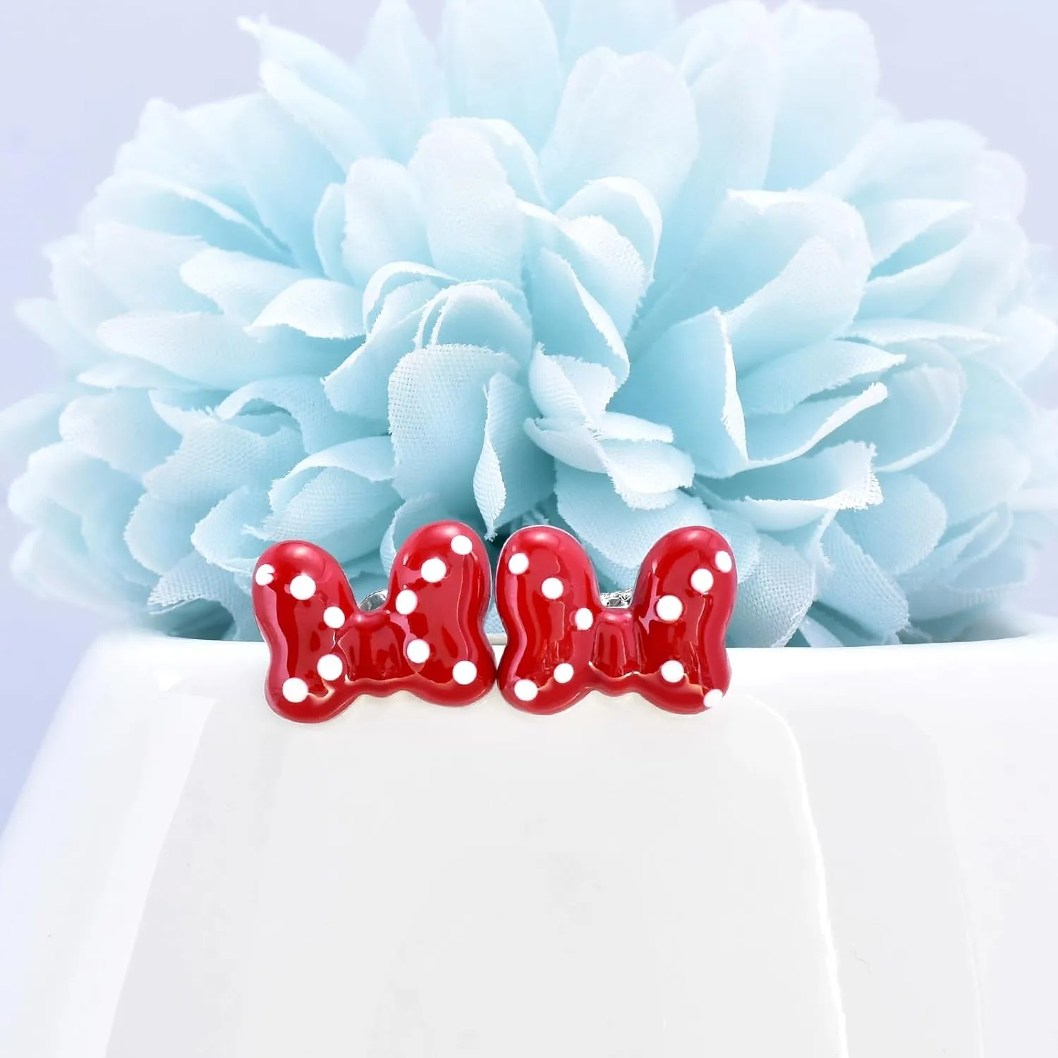 Cute Stud Earrings for Girls Teens Women - Sterling Silver Hypoallergenic Cubic Zirconia Mouse Drop Dangle Earrings Dainty Sweet Red Bow Earrings Studs Post Fashion Jewelry Gifts for Christmas