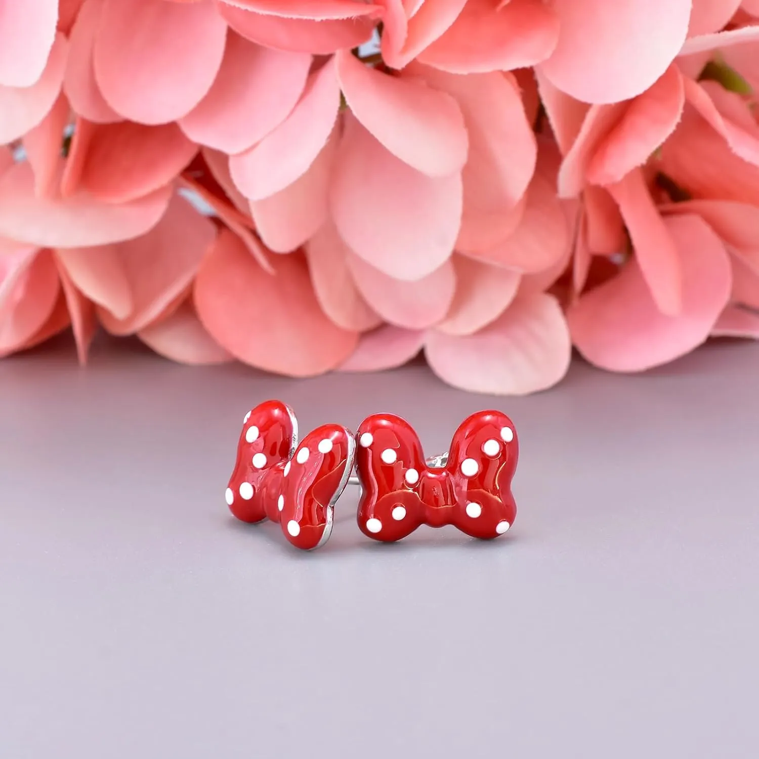 Cute Stud Earrings for Girls Teens Women - Sterling Silver Hypoallergenic Cubic Zirconia Mouse Drop Dangle Earrings Dainty Sweet Red Bow Earrings Studs Post Fashion Jewelry Gifts for Christmas
