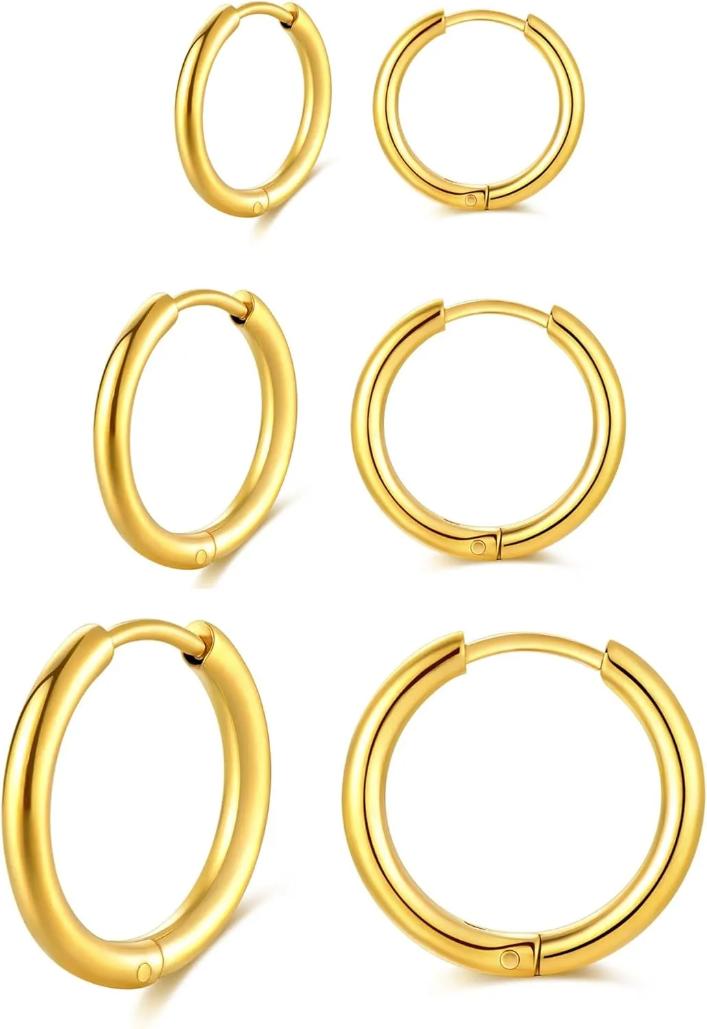 Dainty 8 Pairs Surgical Stainless Steel Earrings 14K Gold Plated Hoop Earrings CZ Stud Earrings for Women Men Lightweight Hypoallergenic Earrings Sets for Multiple Piercing,Suitable for Cartilage,Helix,Lobe,First Hole,Second Hole,Third Hole
