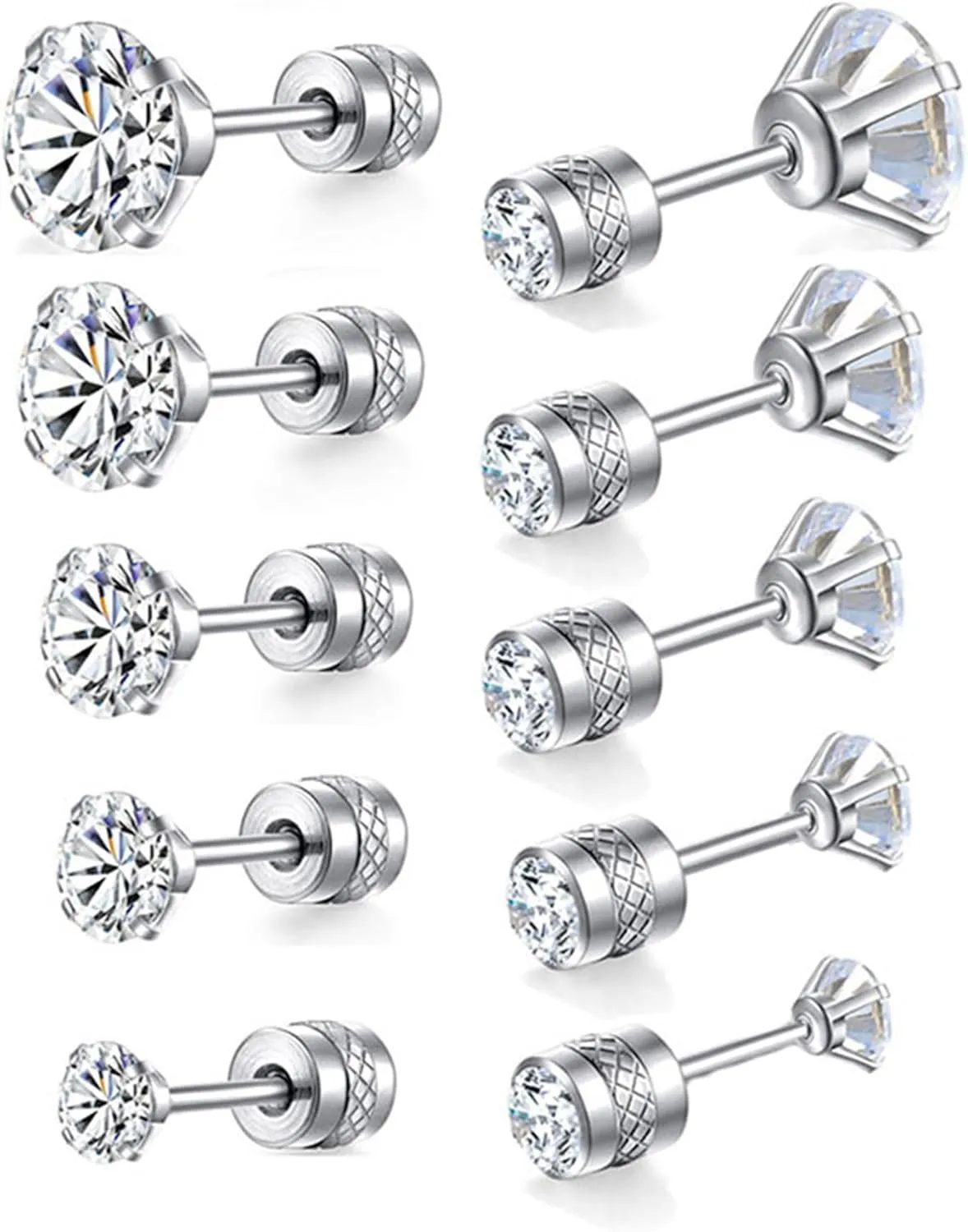 Dainty 8 Pairs Surgical Stainless Steel Earrings 14K Gold Plated Hoop Earrings CZ Stud Earrings for Women Men Lightweight Hypoallergenic Earrings Sets for Multiple Piercing,Suitable for Cartilage,Helix,Lobe,First Hole,Second Hole,Third Hole