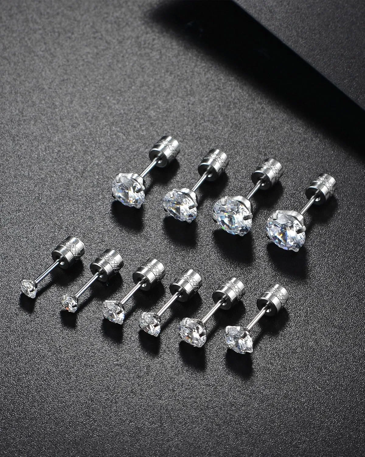 Dainty 8 Pairs Surgical Stainless Steel Earrings 14K Gold Plated Hoop Earrings CZ Stud Earrings for Women Men Lightweight Hypoallergenic Earrings Sets for Multiple Piercing,Suitable for Cartilage,Helix,Lobe,First Hole,Second Hole,Third Hole