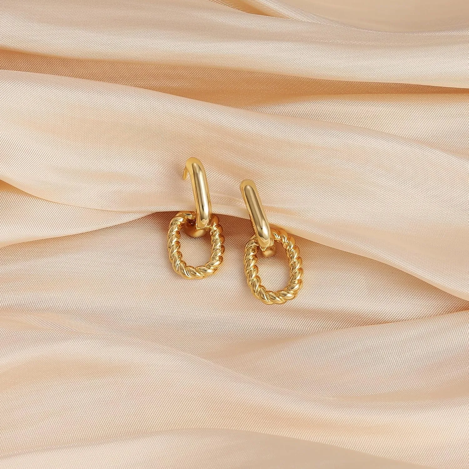 Dainty Small Hoop Earrings for Women -Trendy 14K Gold/Silver Plated Hypoallergenic Lightweight Huggie Earring Double Hoops Earrings for Women Fashion