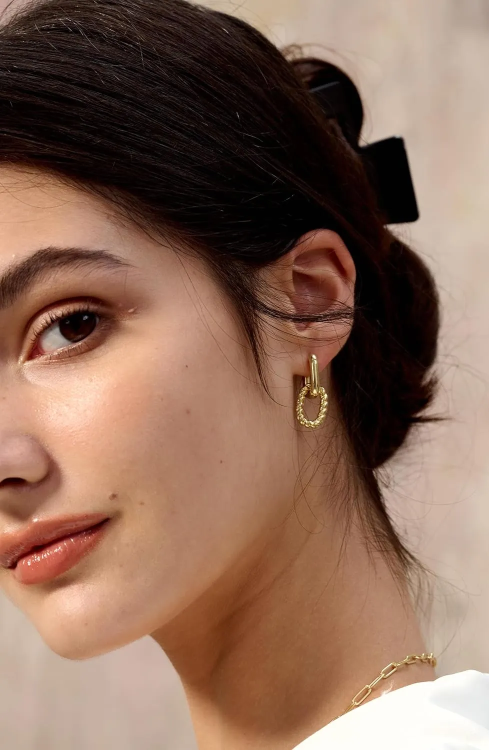 Dainty Small Hoop Earrings for Women -Trendy 14K Gold/Silver Plated Hypoallergenic Lightweight Huggie Earring Double Hoops Earrings for Women Fashion