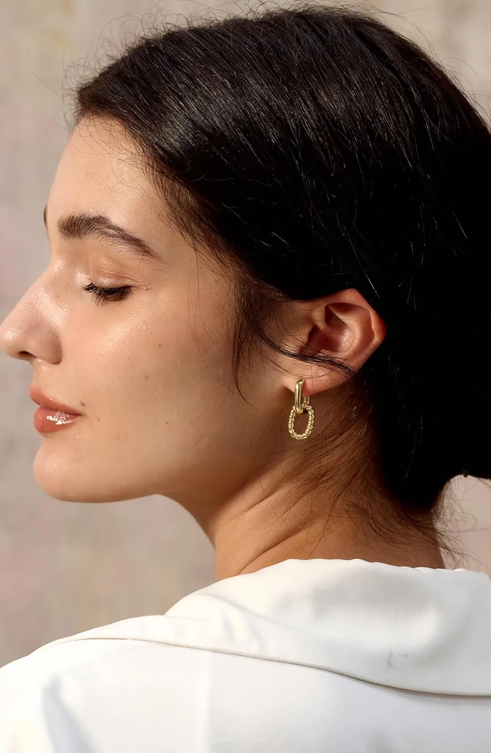 Dainty Small Hoop Earrings for Women -Trendy 14K Gold/Silver Plated Hypoallergenic Lightweight Huggie Earring Double Hoops Earrings for Women Fashion
