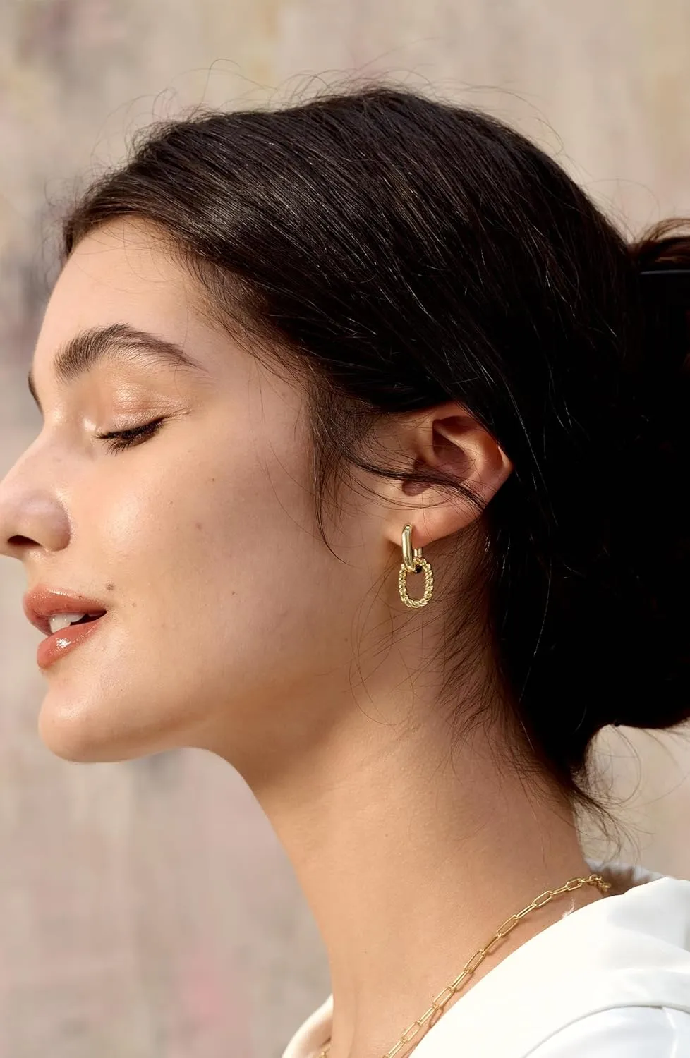 Dainty Small Hoop Earrings for Women -Trendy 14K Gold/Silver Plated Hypoallergenic Lightweight Huggie Earring Double Hoops Earrings for Women Fashion