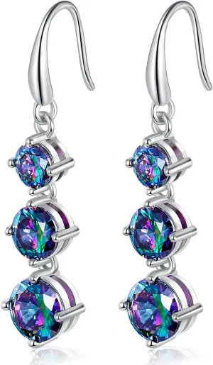 Dangle Earrings for Women|18K White Gold Plated|CZ Drop Fishook Earings Fashion Jewelry Gift