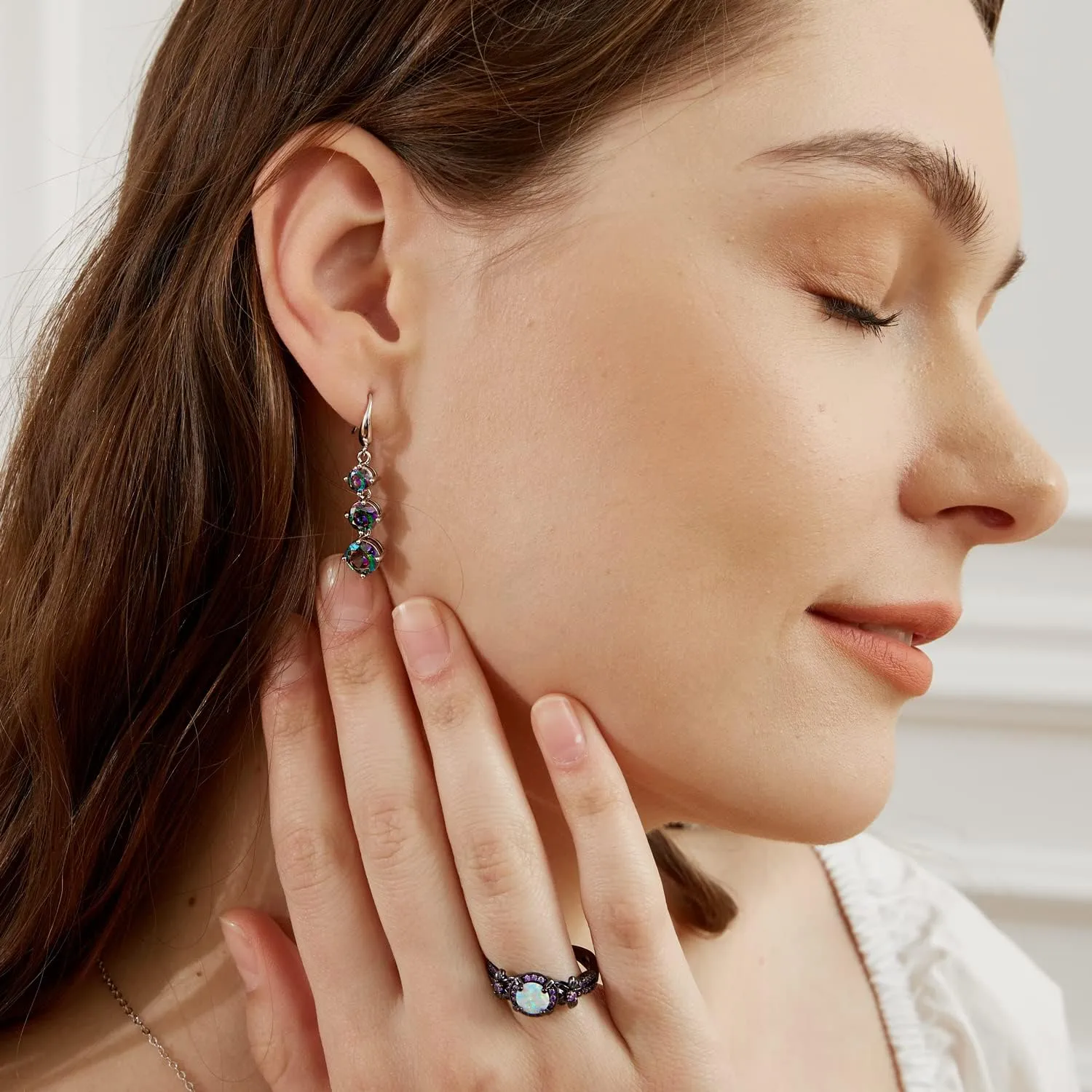 Dangle Earrings for Women|18K White Gold Plated|CZ Drop Fishook Earings Fashion Jewelry Gift