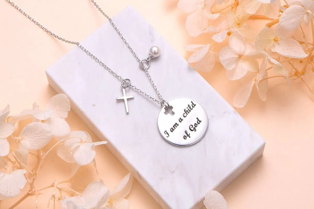 DAOCHONG Faith Necklace 925 Sterling Silver Christian Cross Pendant with Chain Necklaces for Women Birthday Gifts Jeweley