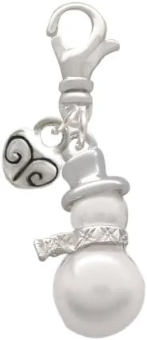Delight Jewelry Imitation Pearl Snowman Mini Heart Clip On Charm