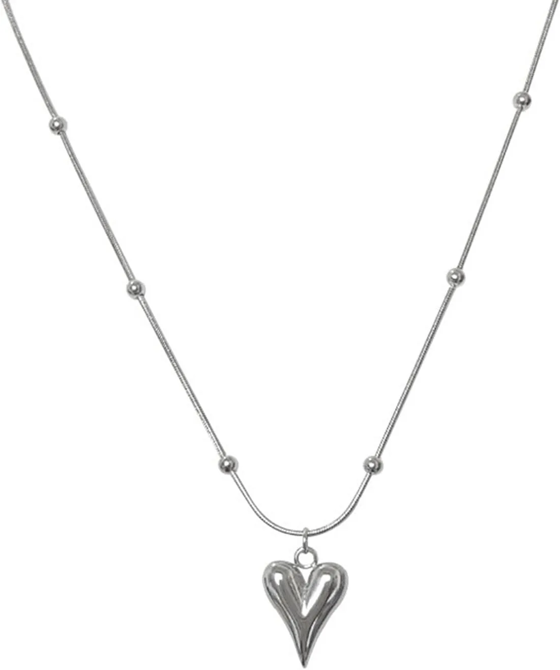 Double Layer Necklace for Women Imitation Pearl Heart Pendant Choker Necklaces Sweet Temperament Clavicle Chain Jewelry