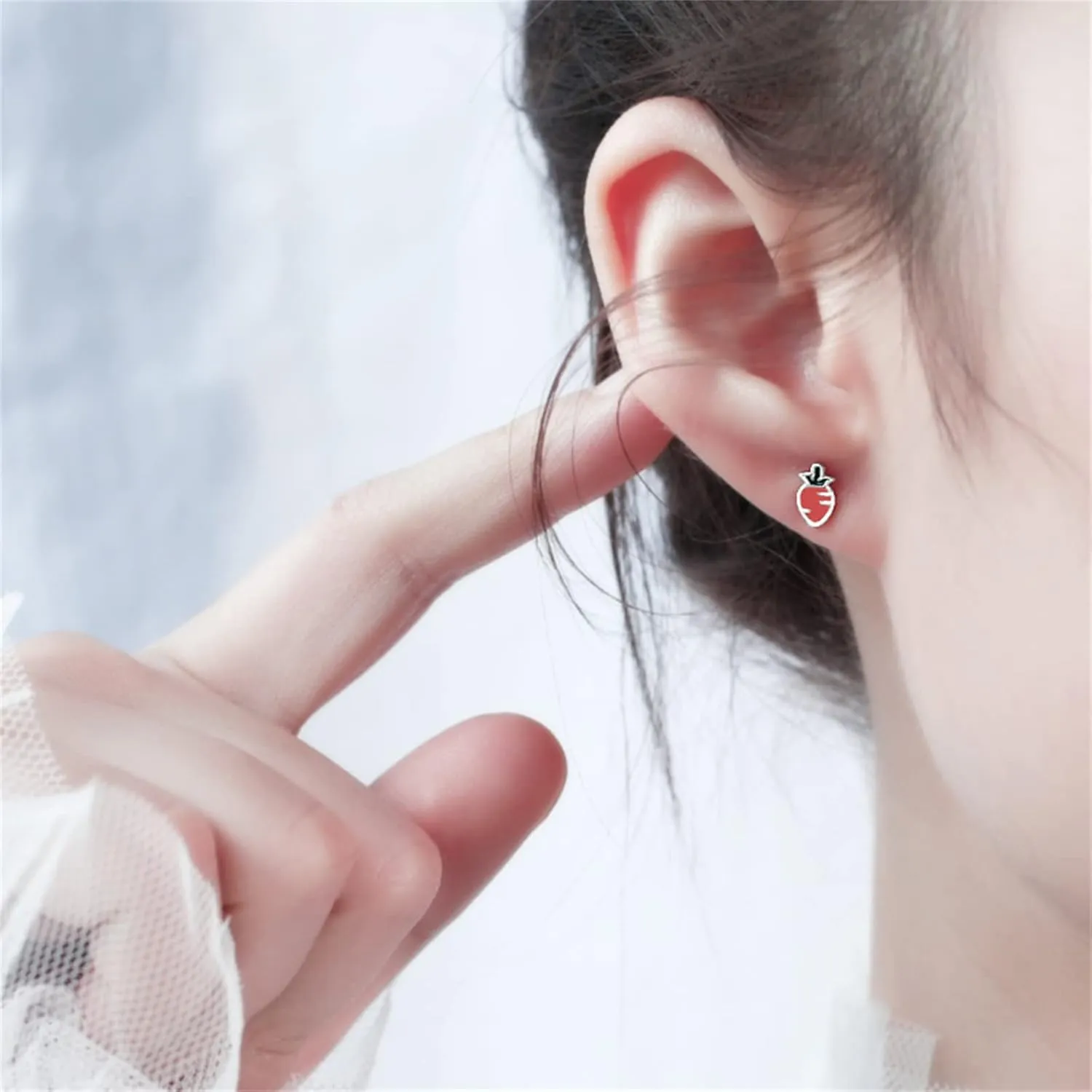 Dreuyet Easter Bunny Earrings Cute Animal Funny Rabbit Earrings 925 Sterling Silver Rabbit Carrot Stud Earrings for Women Hypoallergenic Jewelry
