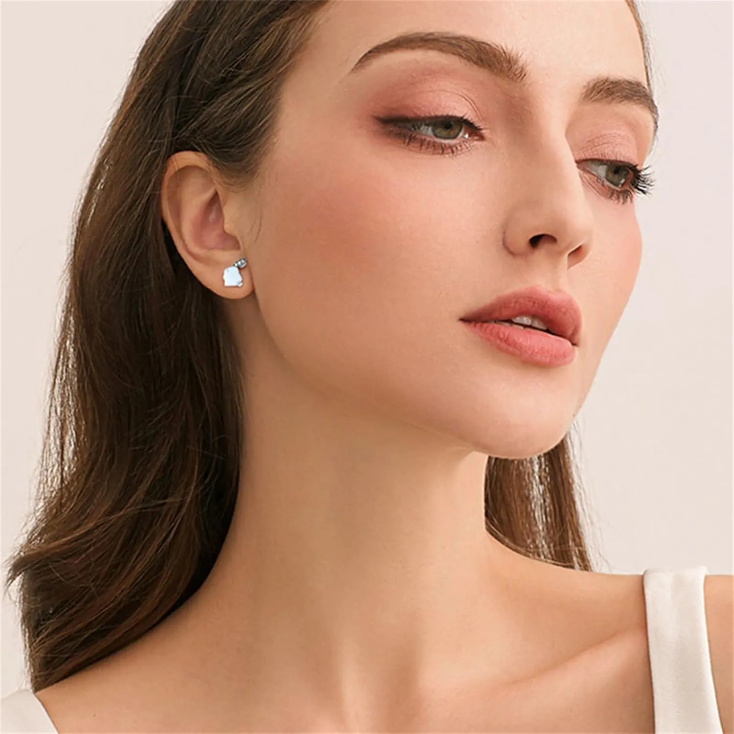 Dreuyet Easter Bunny Earrings Cute Animal Funny Rabbit Earrings 925 Sterling Silver Rabbit Carrot Stud Earrings for Women Hypoallergenic Jewelry